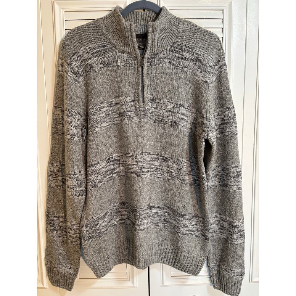 METHOD M L Quarter Zip Light Long Slv Mock-Neck Striped Soft Stretch Pullover